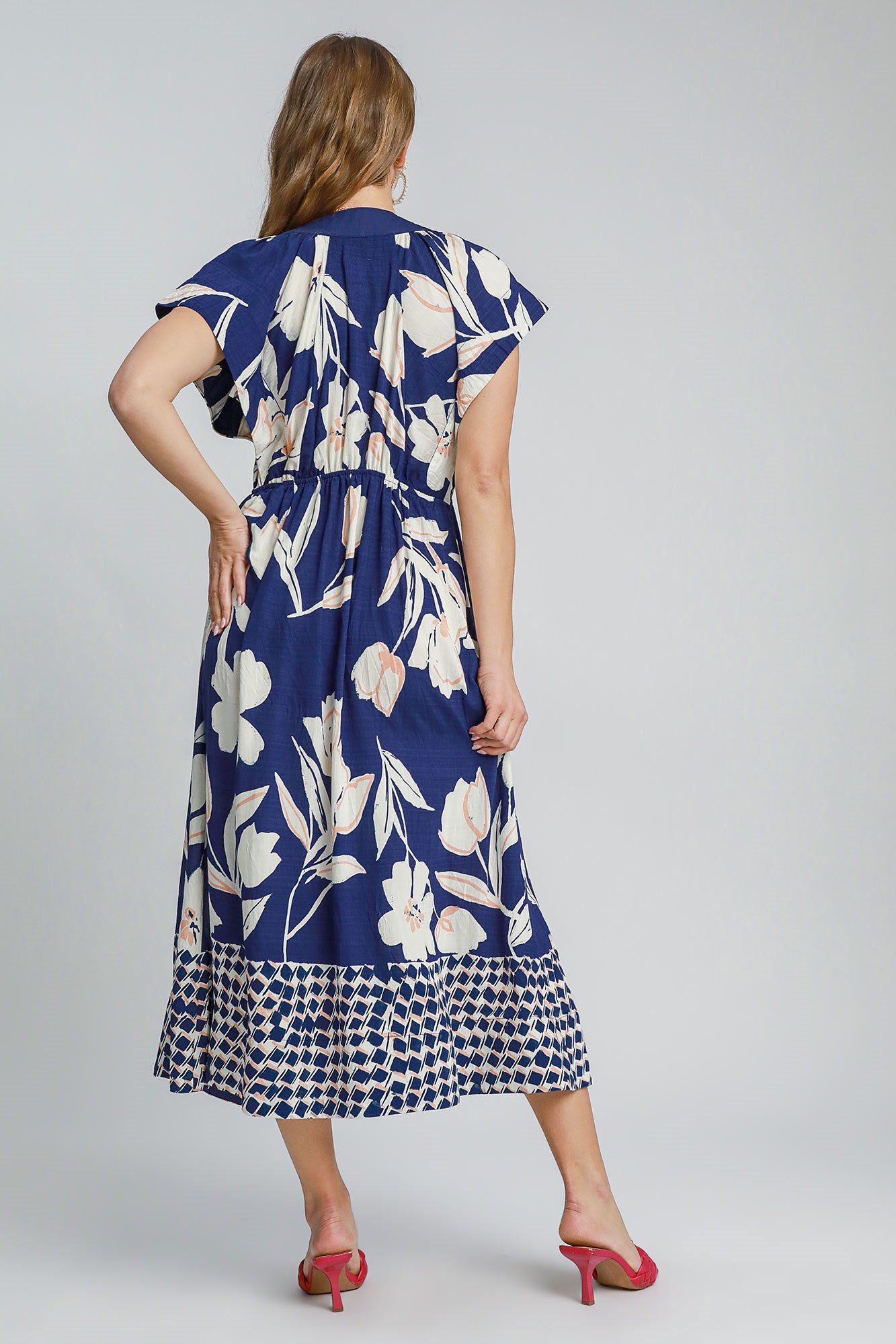Button Front Floral Dress