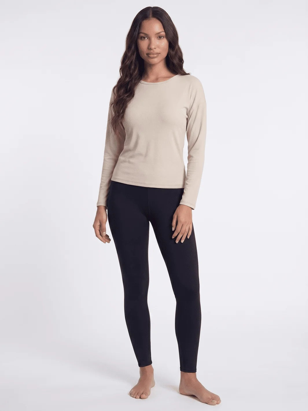 Long Sleeve Rib Knit Top - Khaki