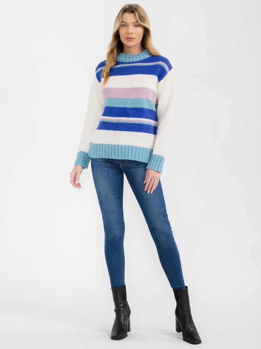 Contrasting Stripes Knit Sweater