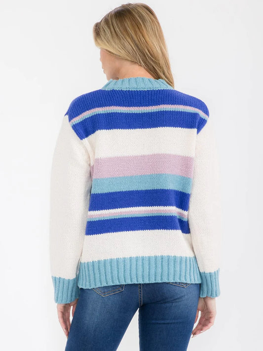 Contrasting Stripes Knit Sweater