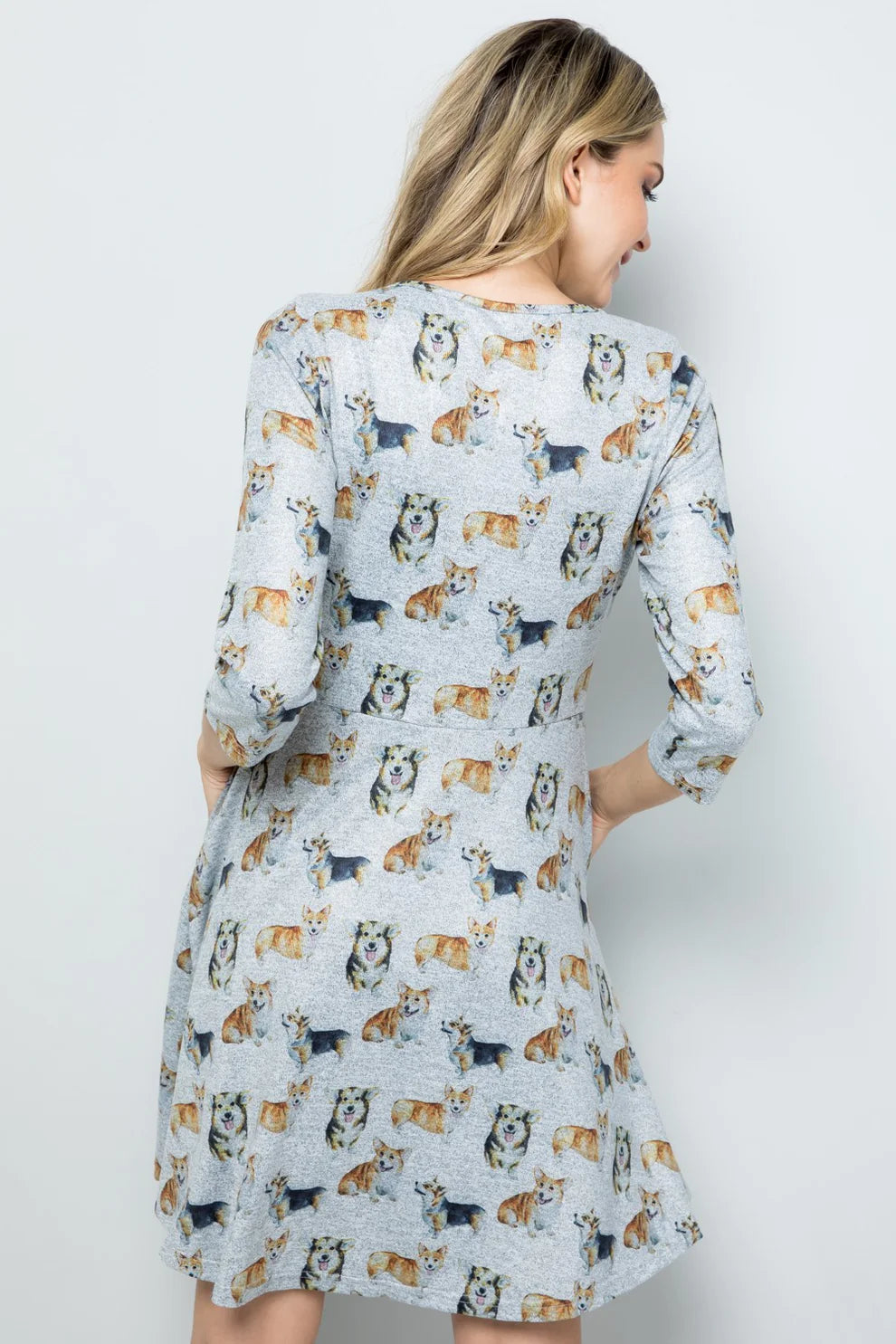 Corgi Print Tunic Sweater Dress