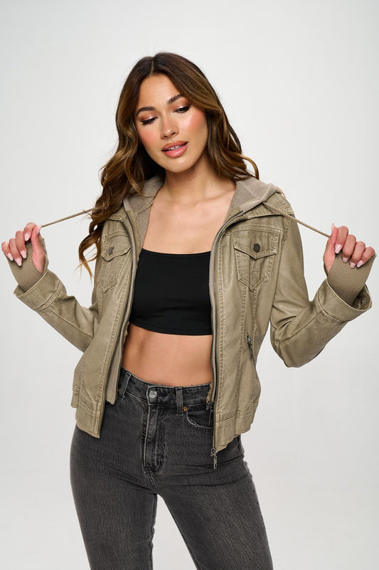 Girl Next Door Hooded Jacket - Gray