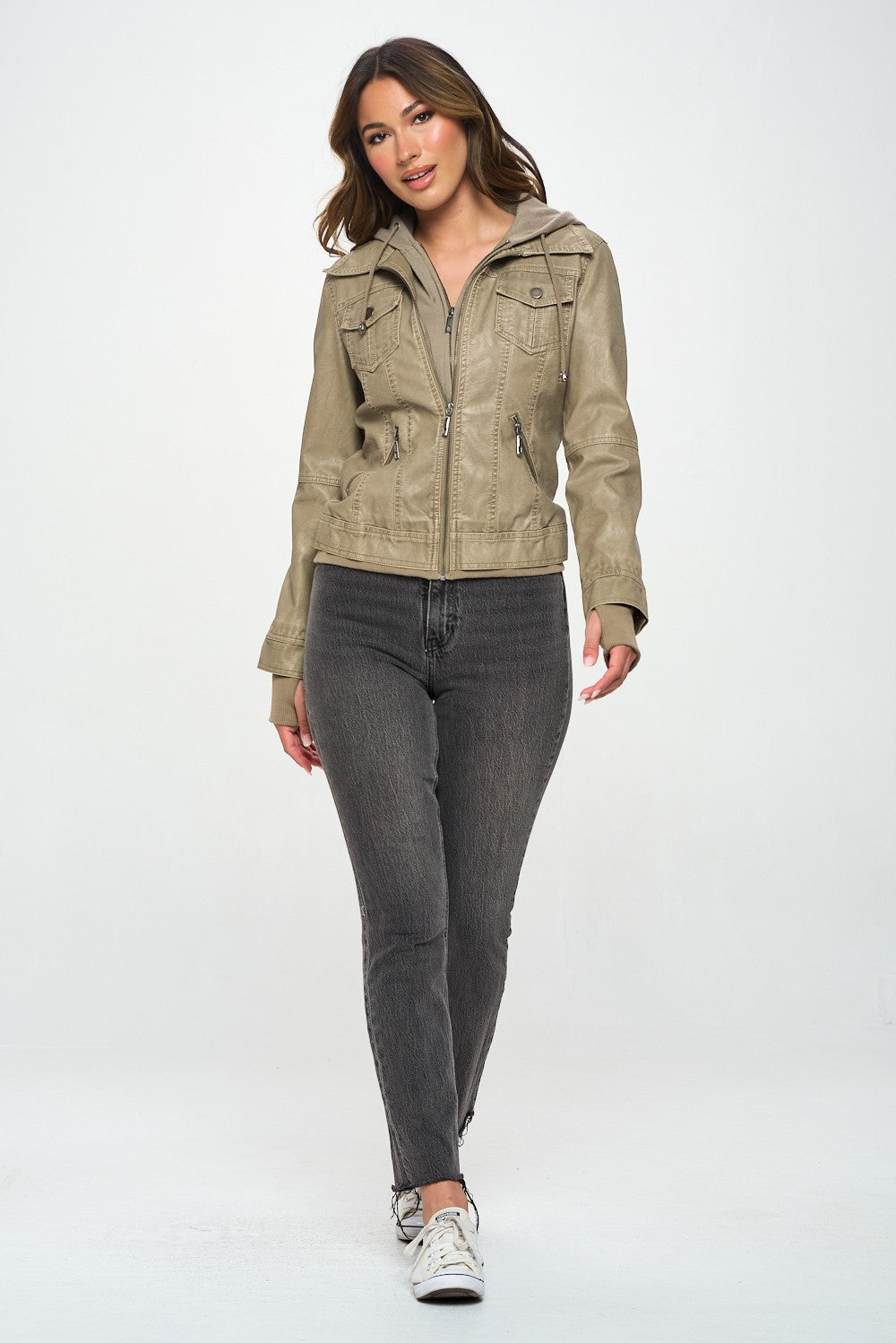 Girl Next Door Hooded Jacket - Gray