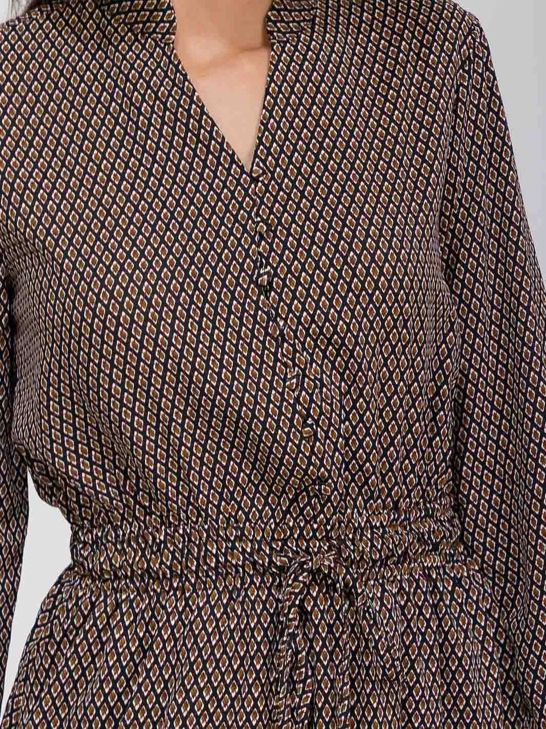 Geometric Print Button Up Dress