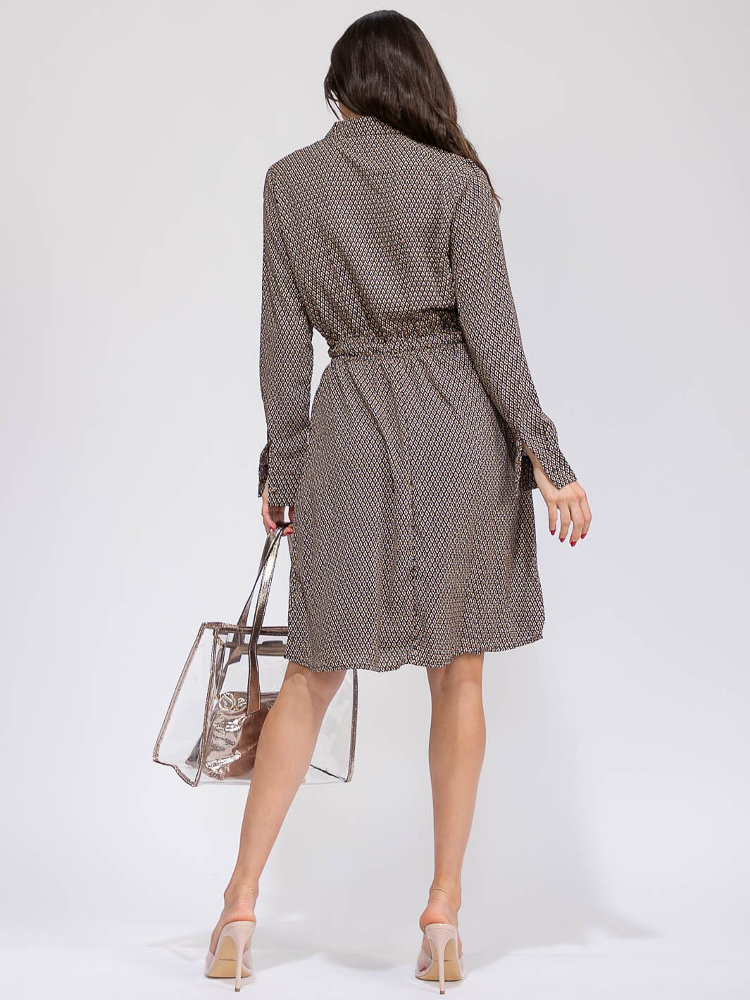 Geometric Print Button Up Dress