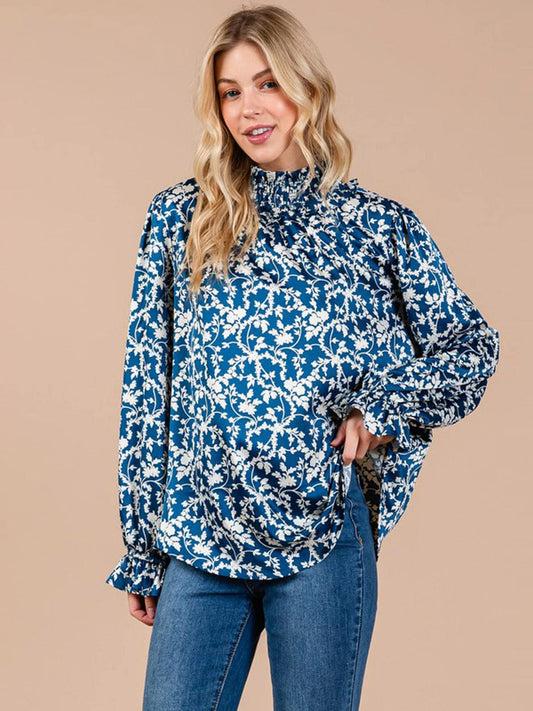 Mock Neck Floral Top