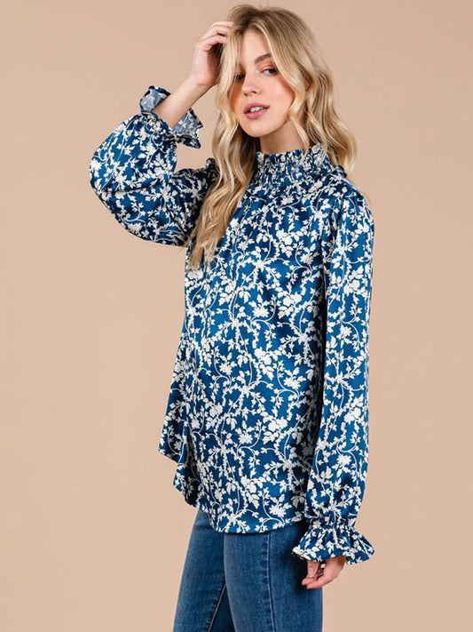 Mock Neck Floral Top