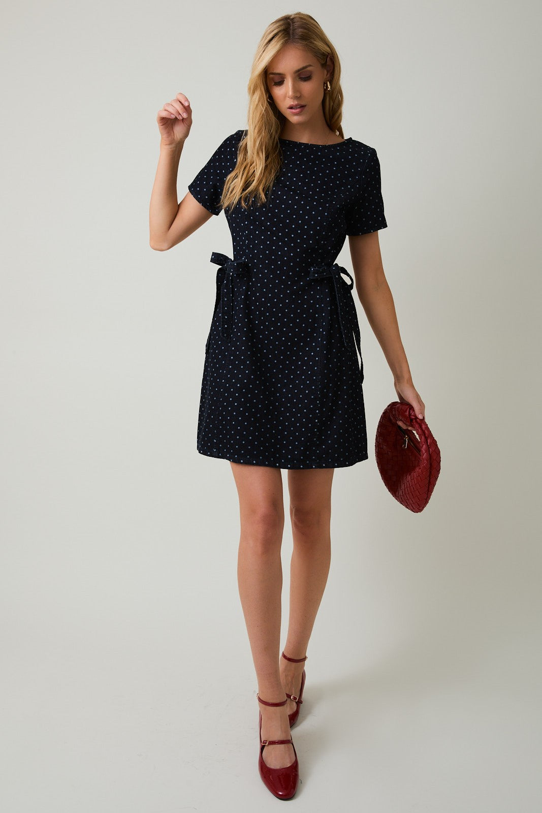 Side Tie Polka Dot Dress