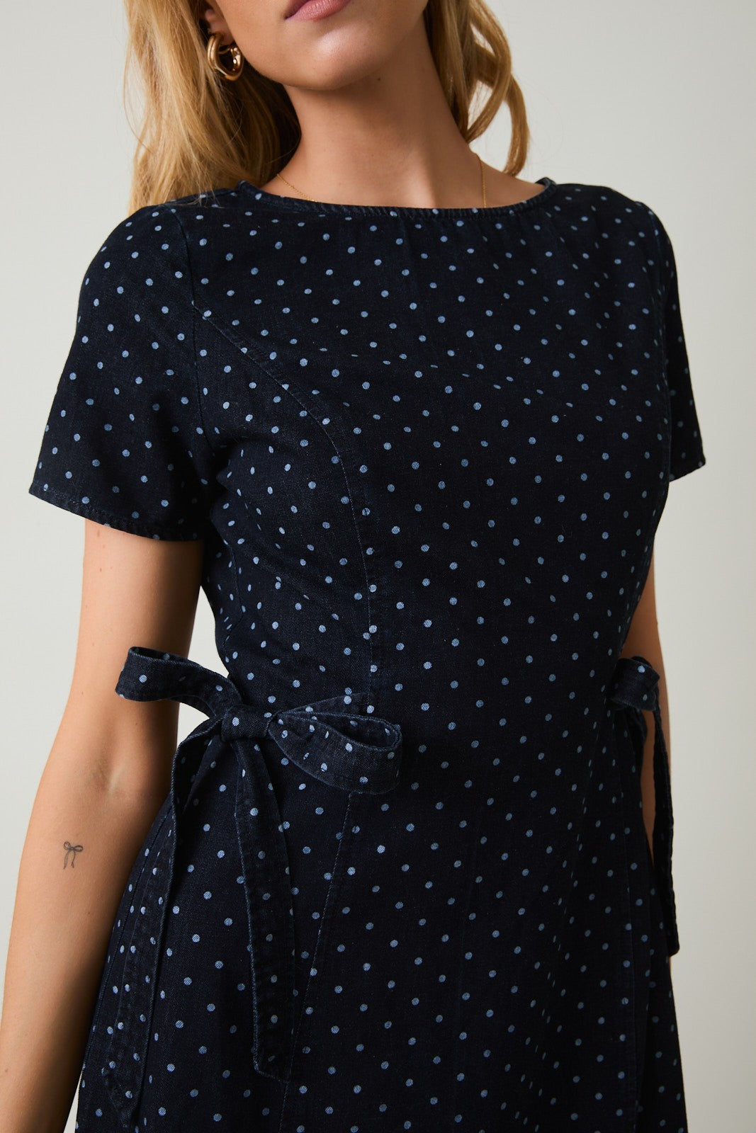 Side Tie Polka Dot Dress