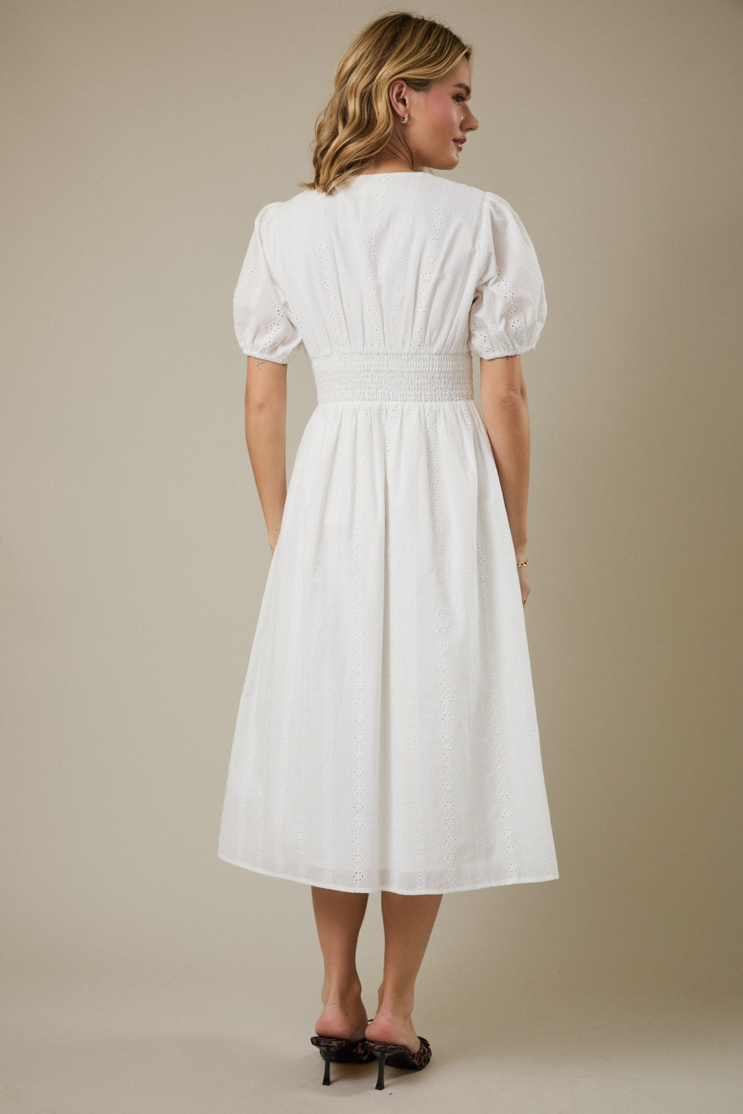 V-Neck Balloon Sleeve Dress
