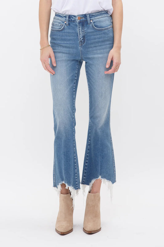 Uneven Hem High Rise Jeans