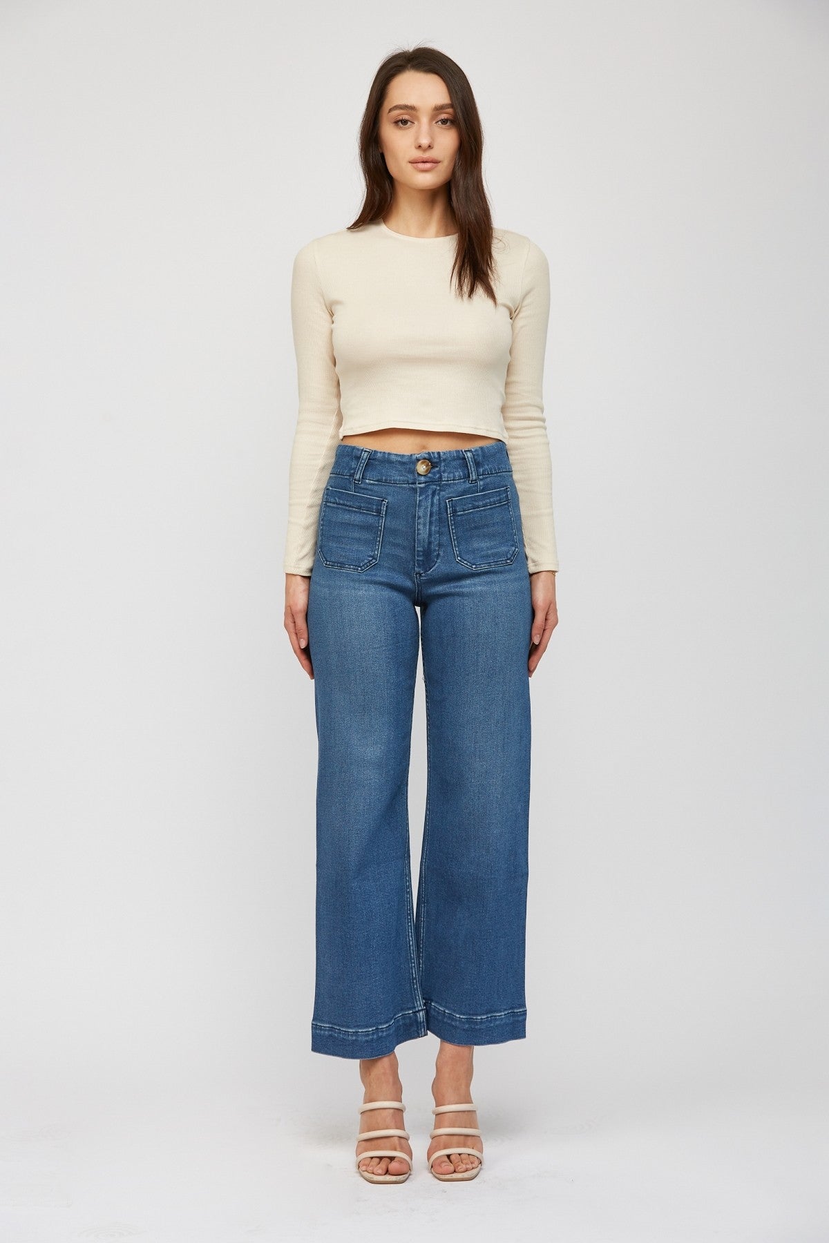 Soft High Rise Cropped Jeans - Bleu De France