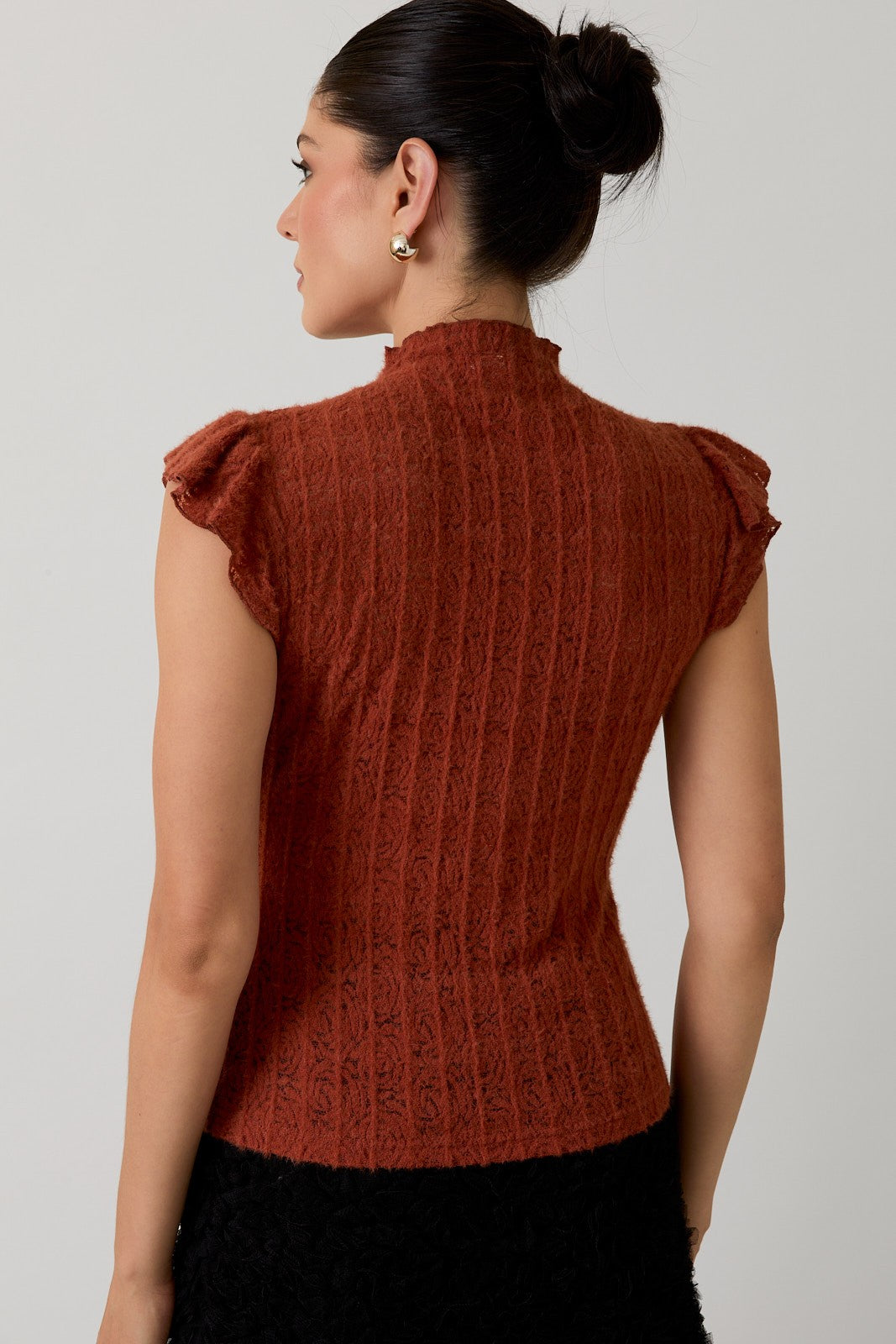 Brushed Lace Top - Rust