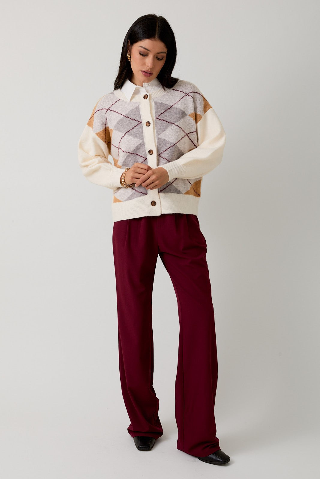 Argyle Cardigan Sweater