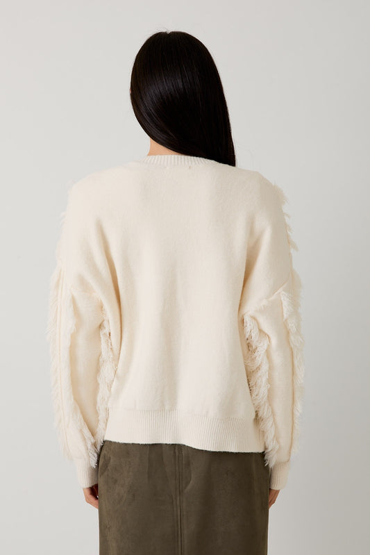 Frayed Detail Cardigan Sweater