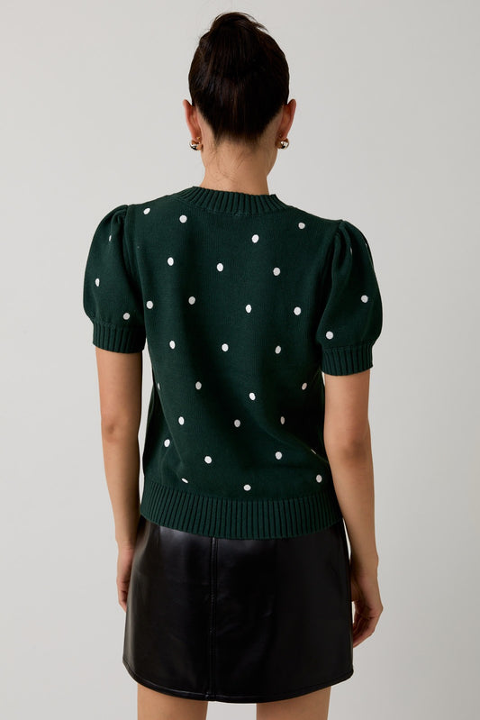 Embroidered Dot Sweater Top