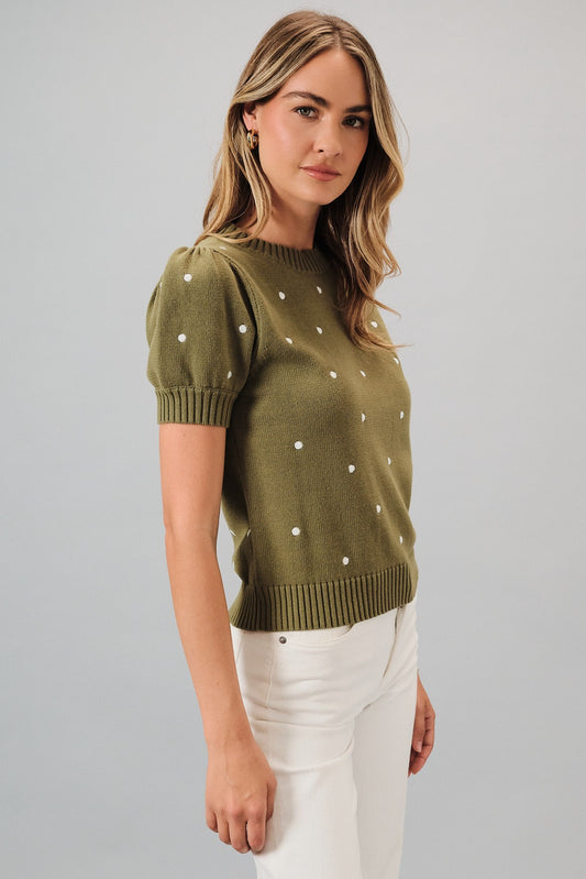 Embroidered Dot Top