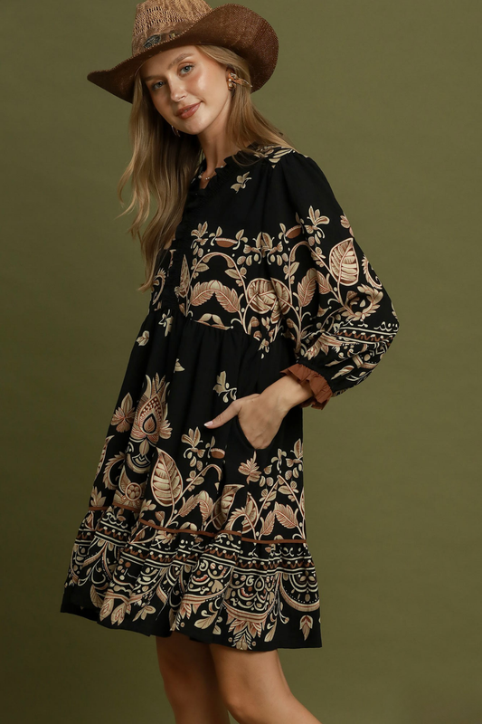Border Print Dress