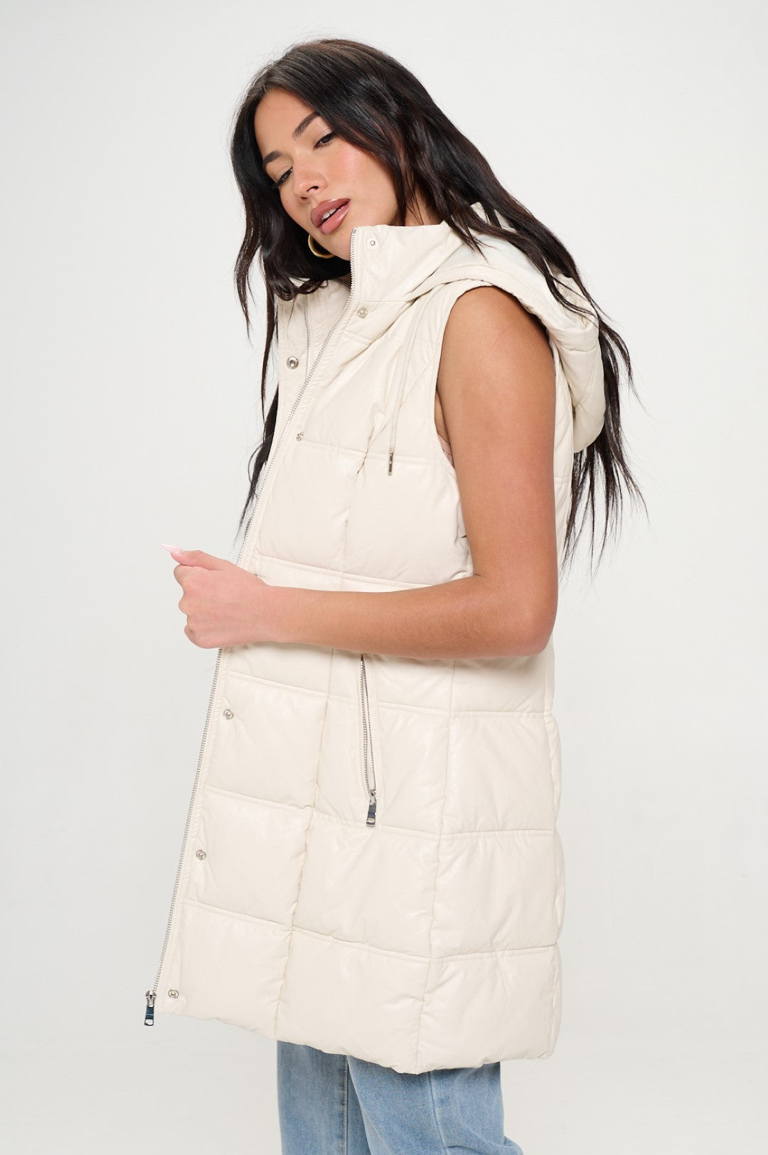 Quilted Puffer Vest - Cream