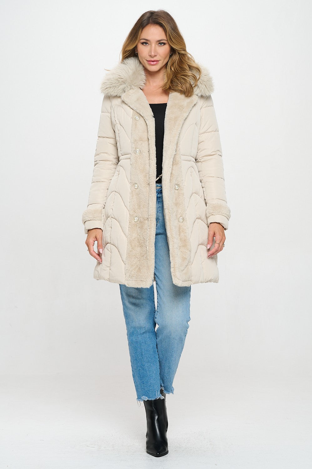 Coquette Puffer Coat - Cream