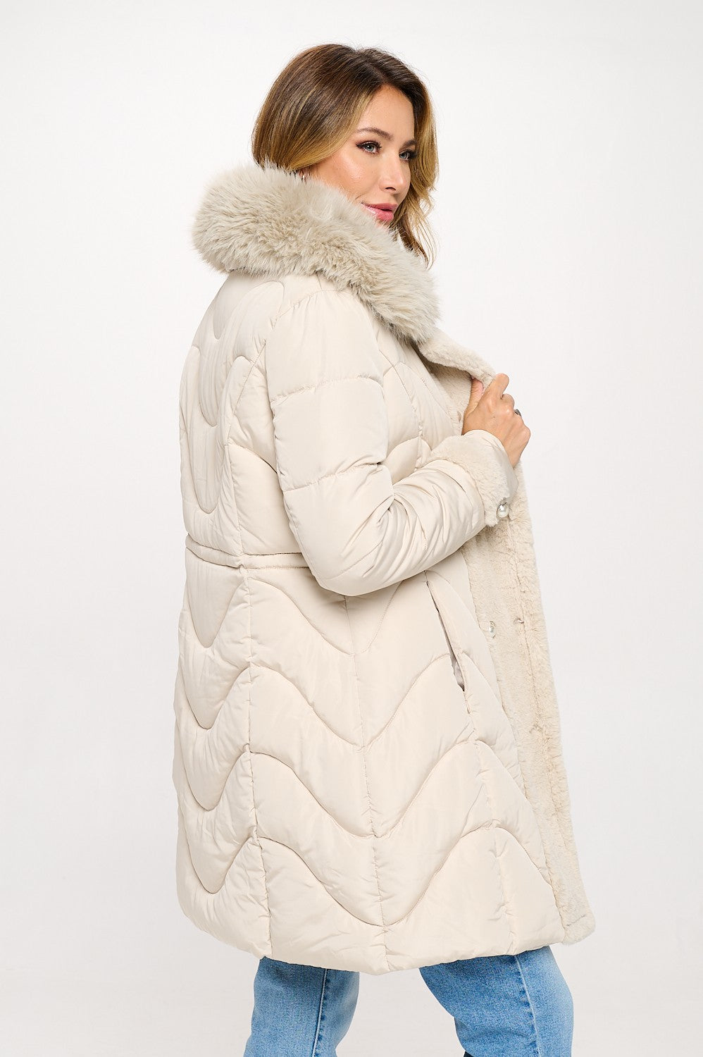Coquette Puffer Coat - Cream