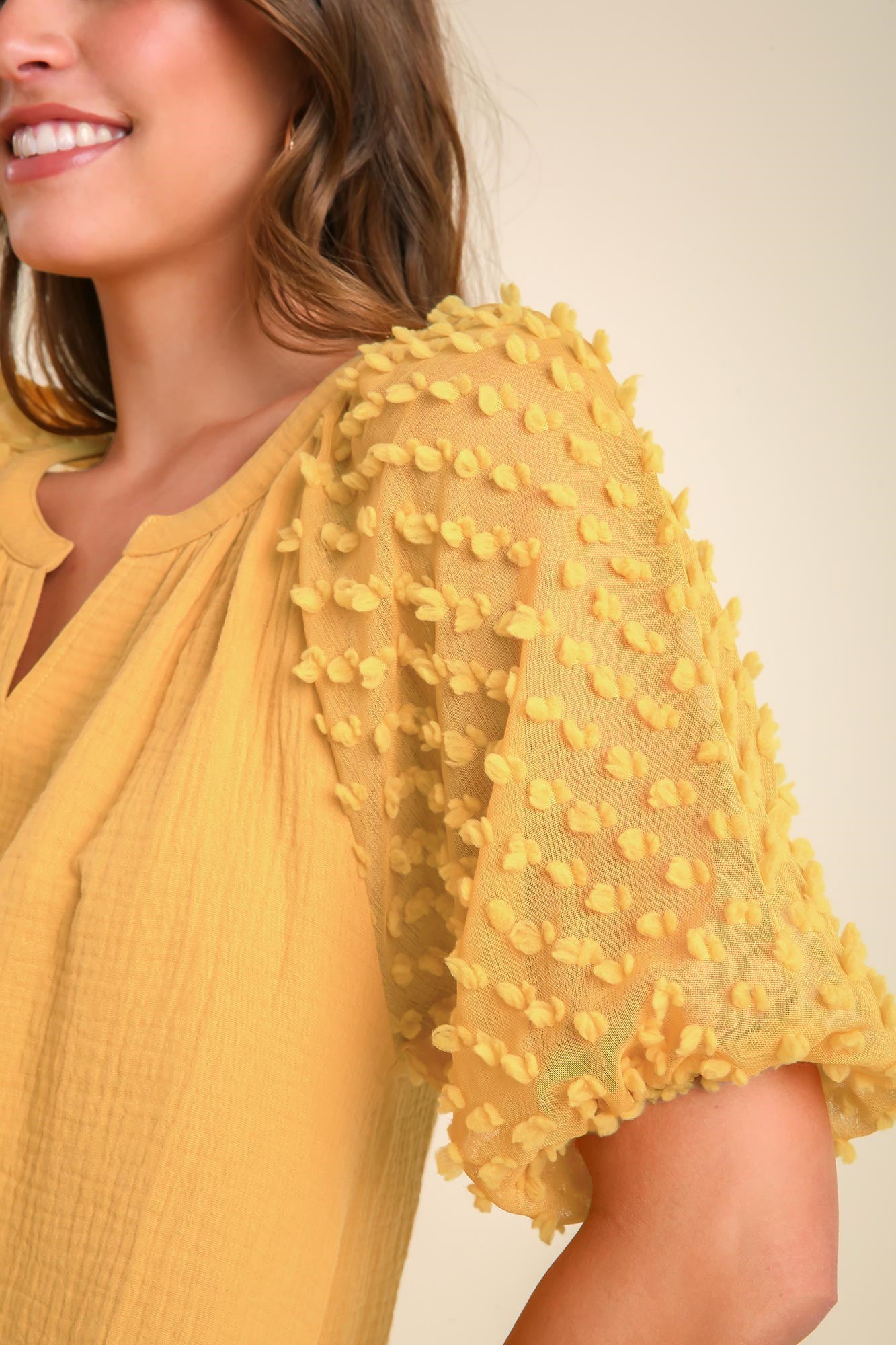 Swiss Dot Puff Sleeve Top