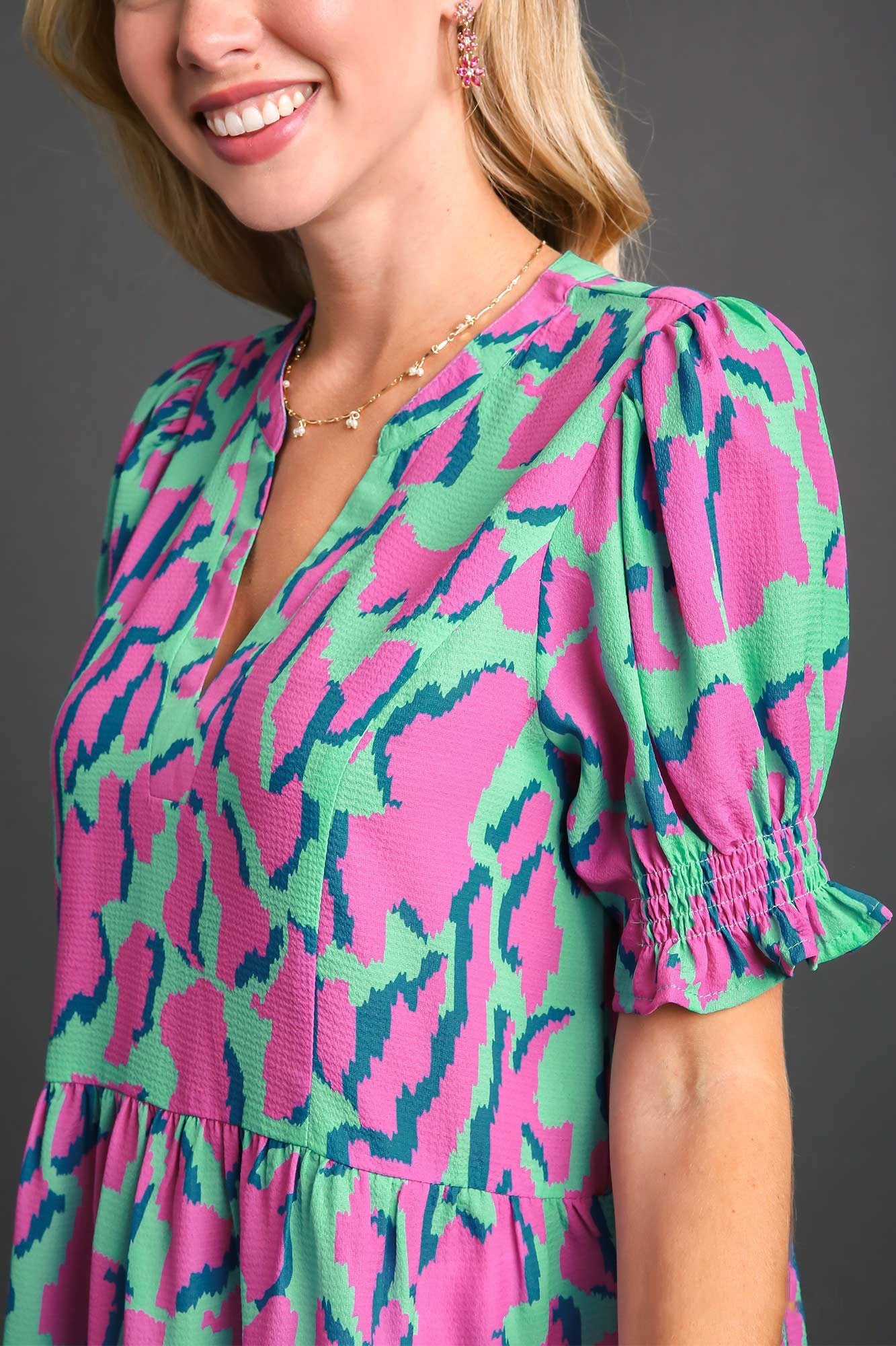 Vivid Leopard Print Peplum Top