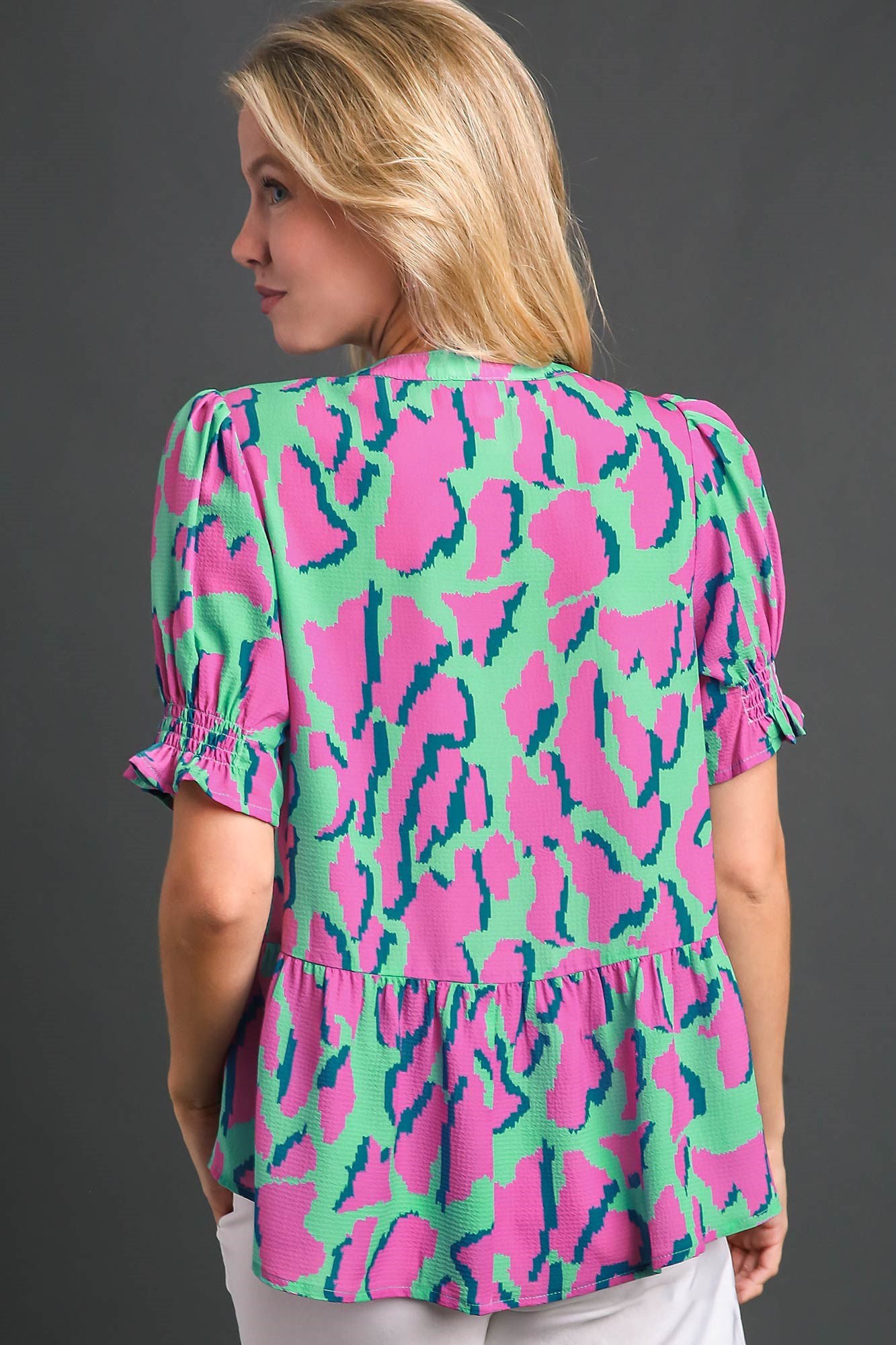 Vivid Leopard Print Peplum Top