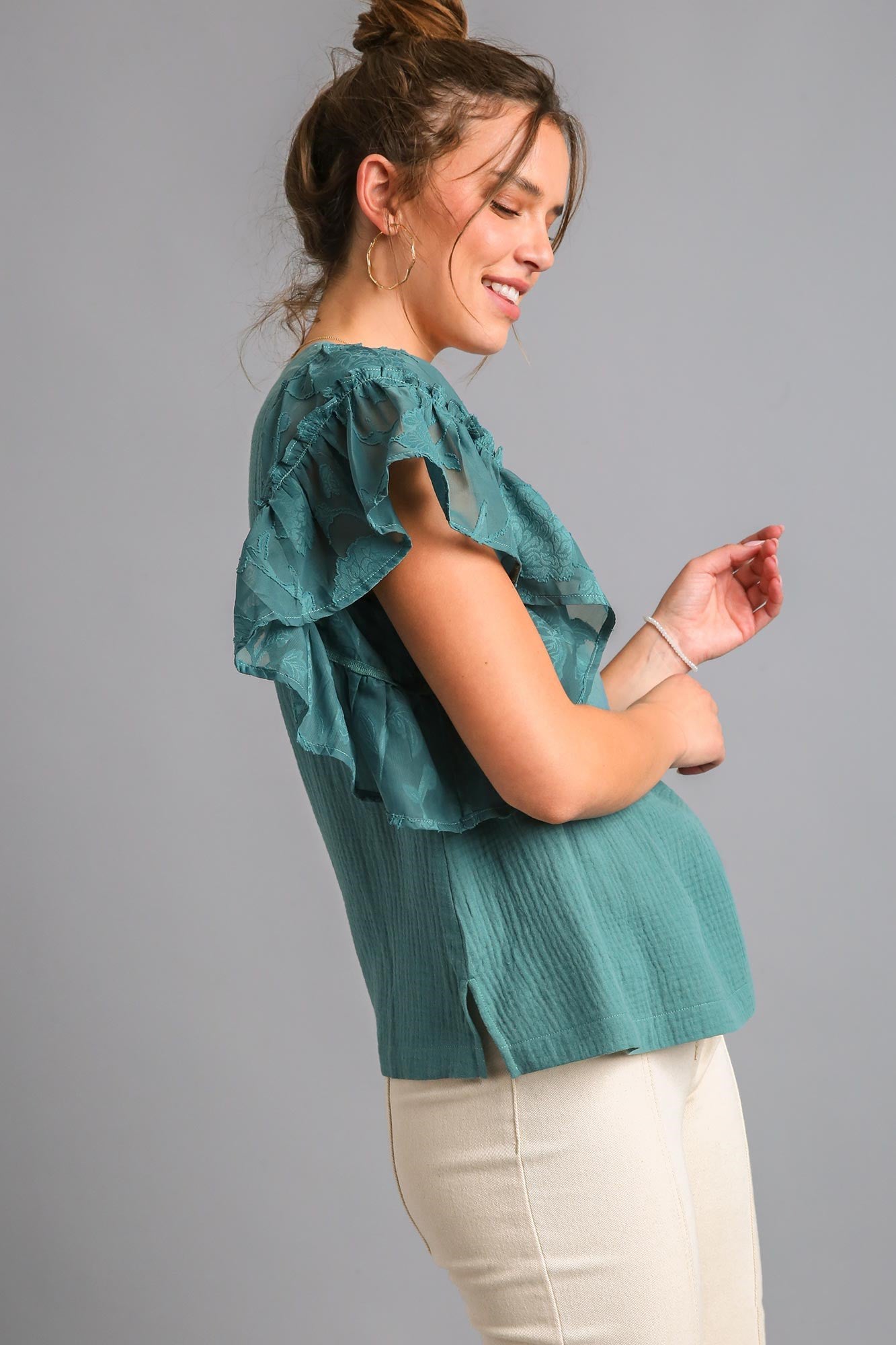 Sheer Short Butterfly Sleeve Top