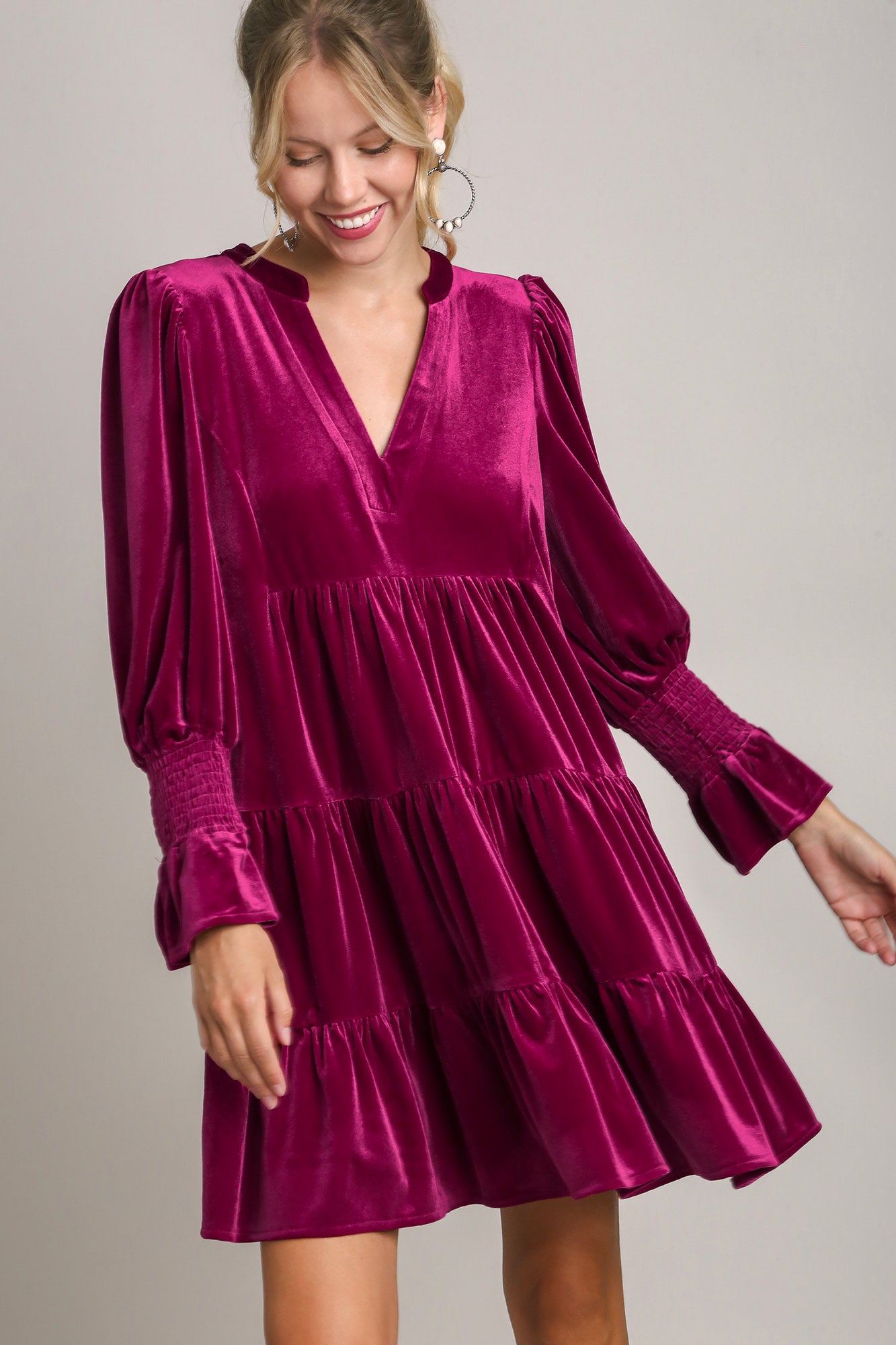 Tiered Velvet Dress