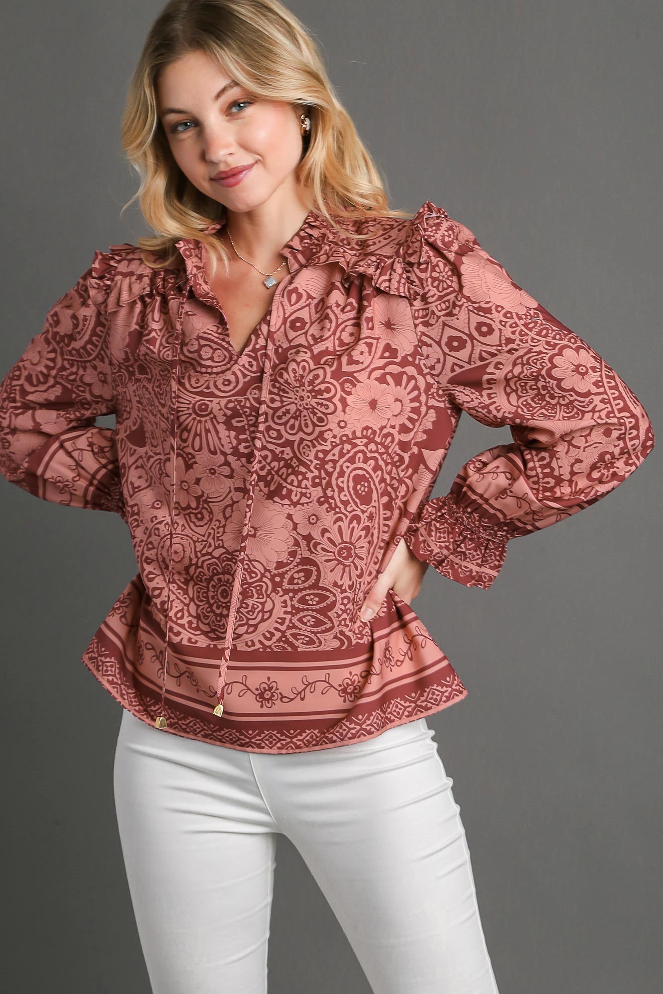 Two Tone Floral Top