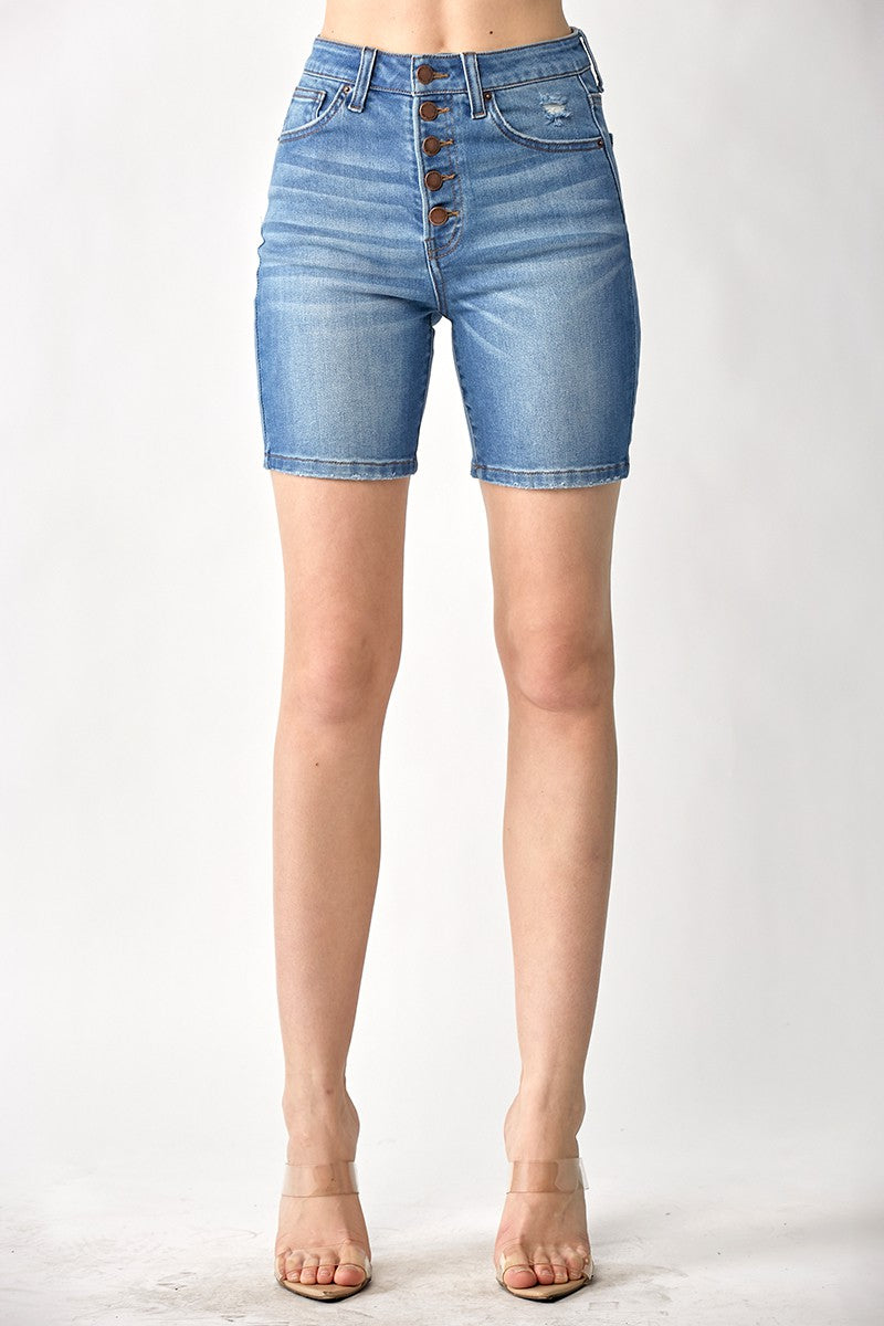 Button Fly High Rise Shorts