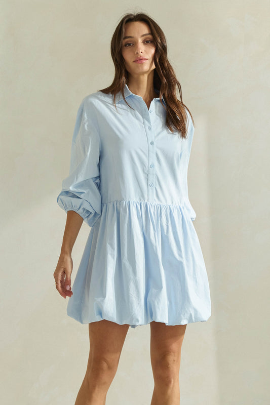 Bubble Hem Shirt Dress