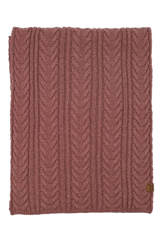 C.C. Cable Knit Scarf - Coco Berry