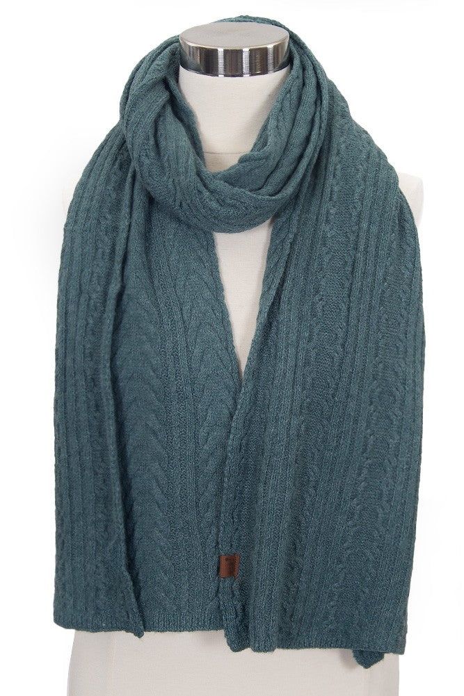 C.C. Cable Knit Scarf - Forest Green
