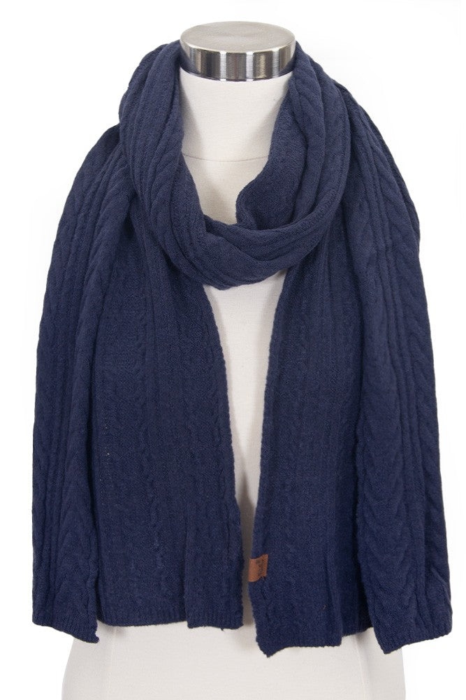 C.C. Cable Knit Scarf - Navy