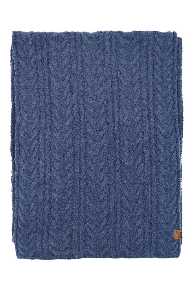 C.C. Cable Knit Scarf - Navy