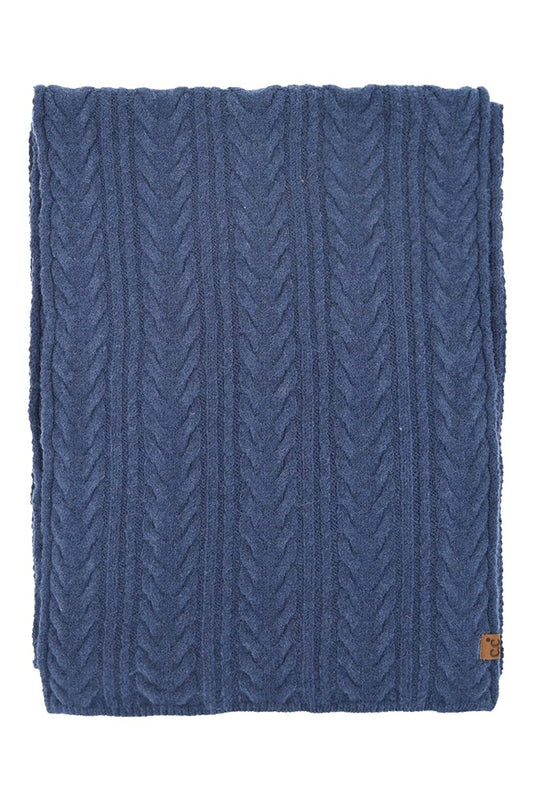 C.C. Cable Knit Scarf - Navy