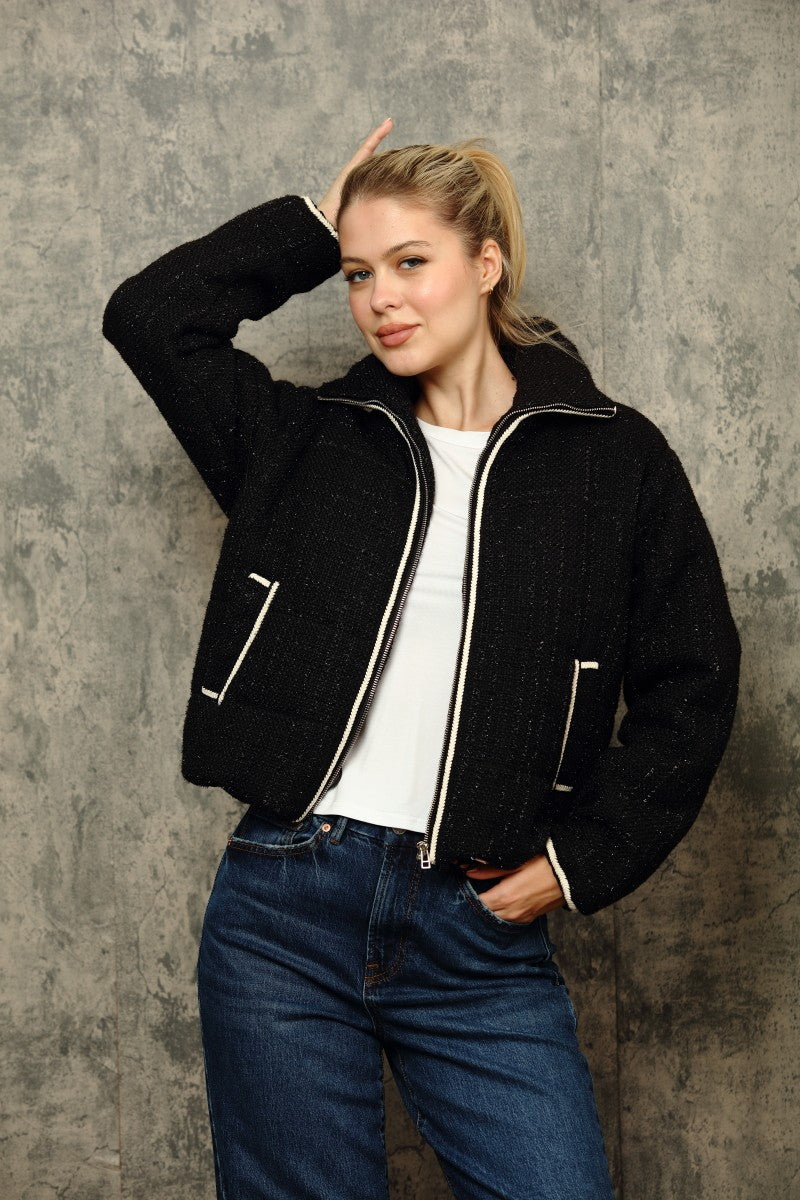 Bouclé Quilted Puffer Jacket