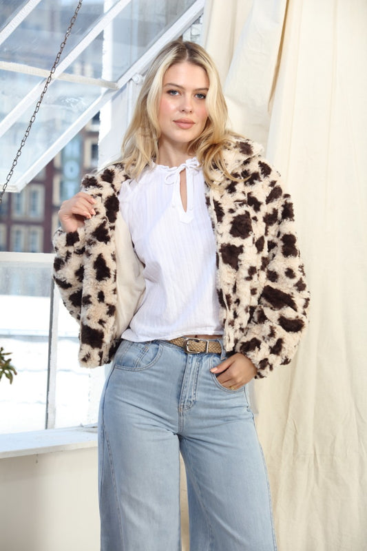 Faux Fur Zip Bomber Jacket