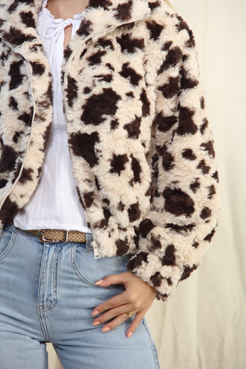 Faux Fur Zip Bomber Jacket
