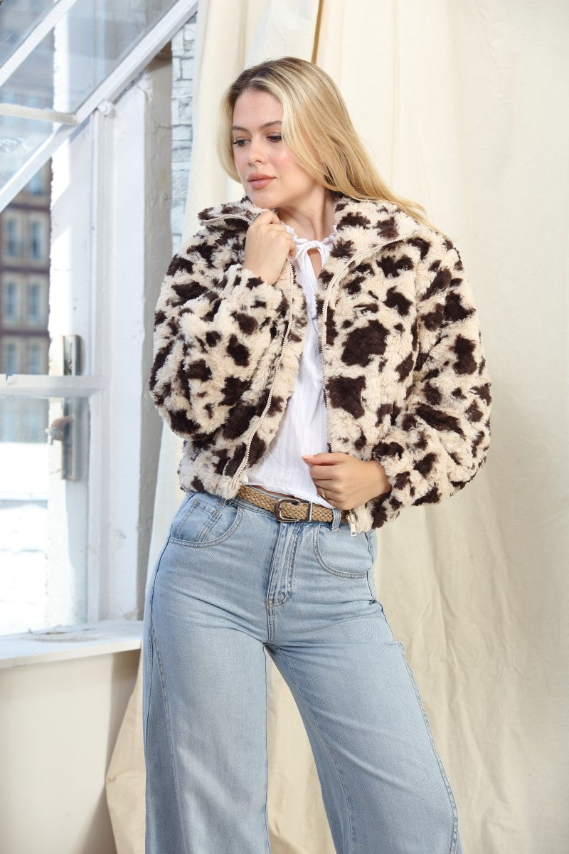 Faux Fur Zip Bomber Jacket
