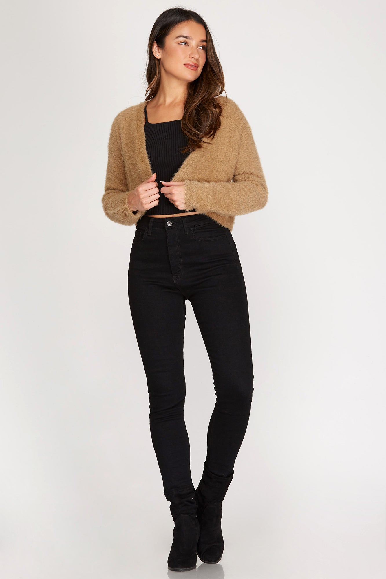 Fuzzy Cropped Cardigan