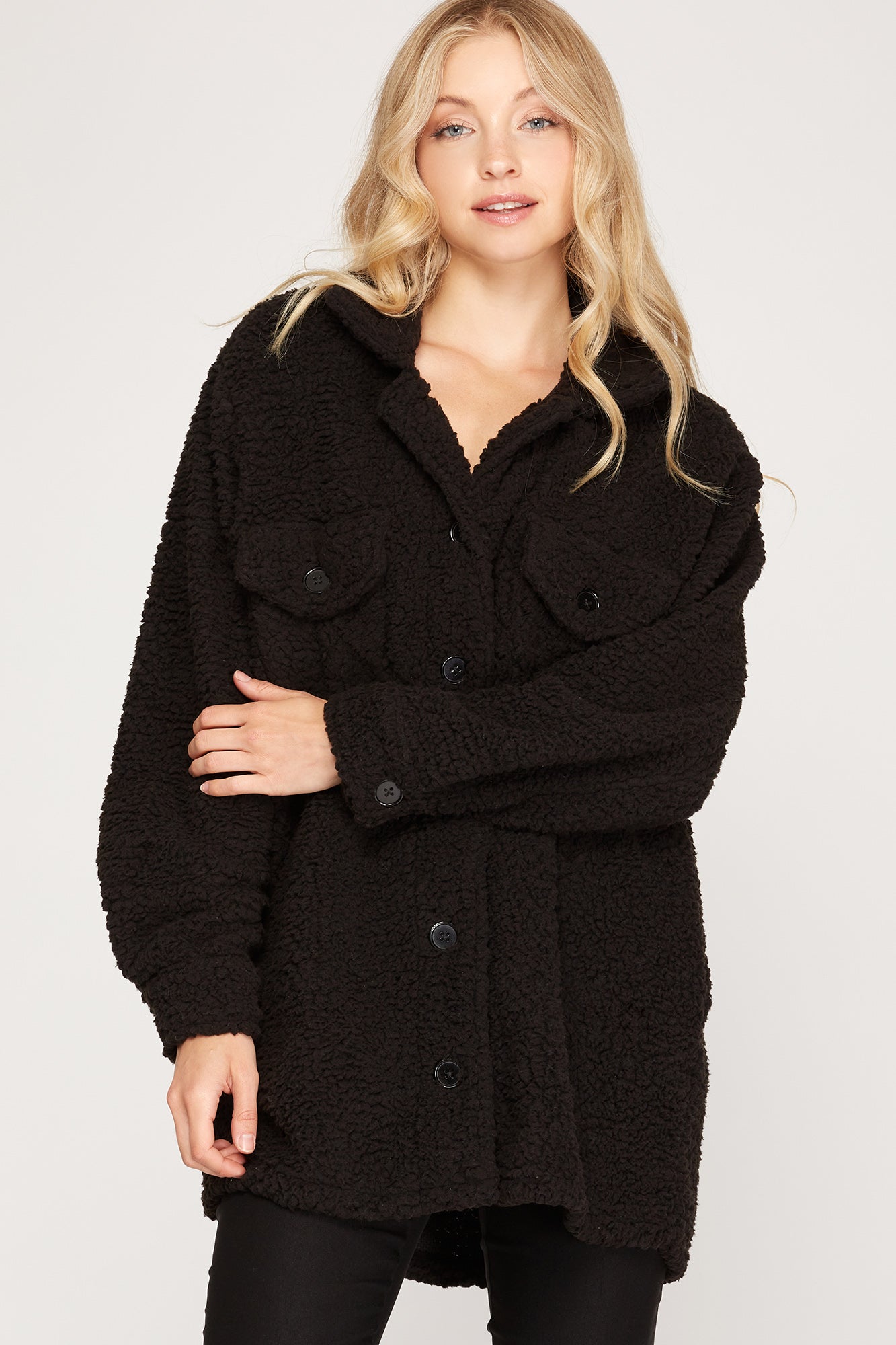 Black Teddy Bear Shacket
