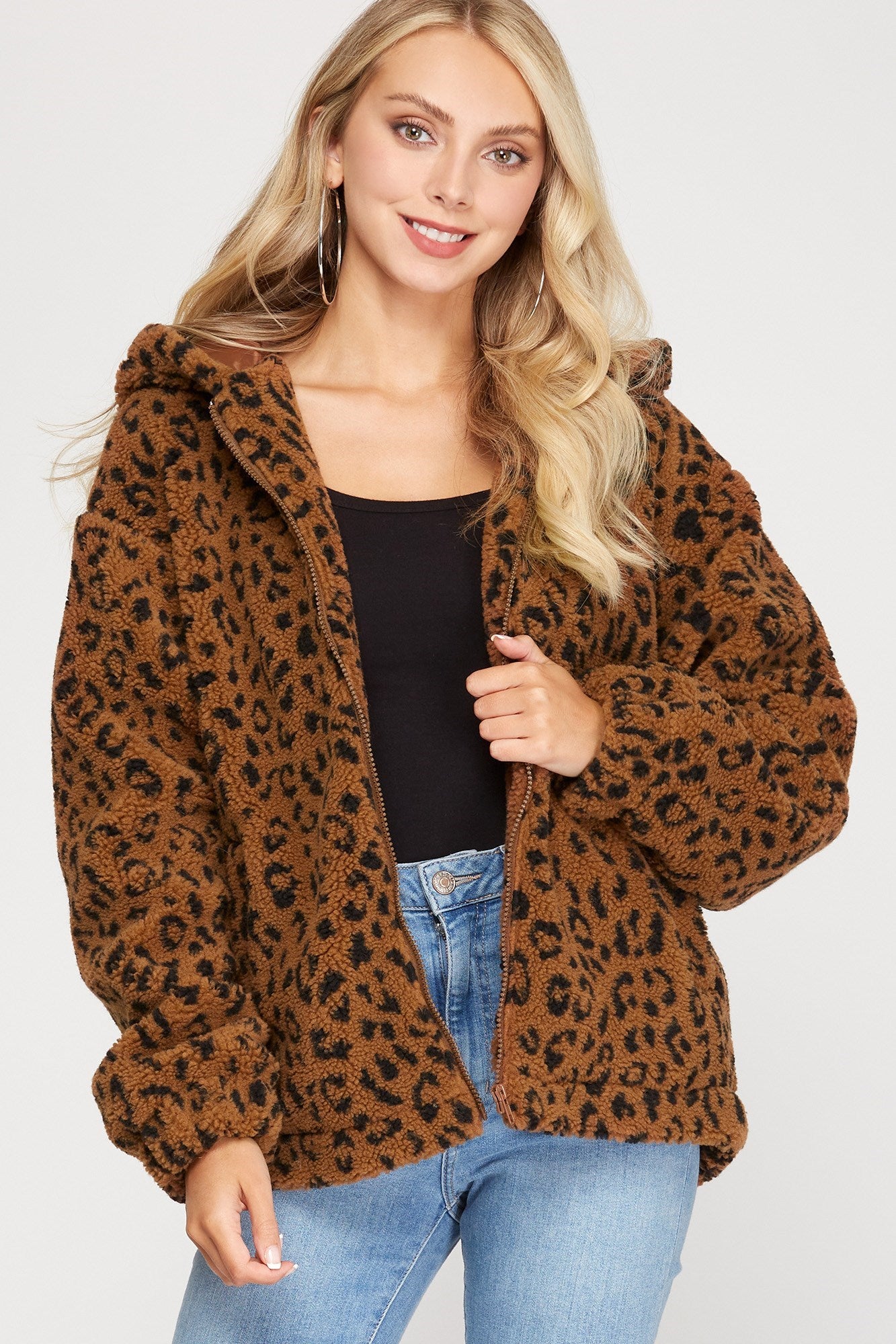 Leopard Print Teddy Hoodie