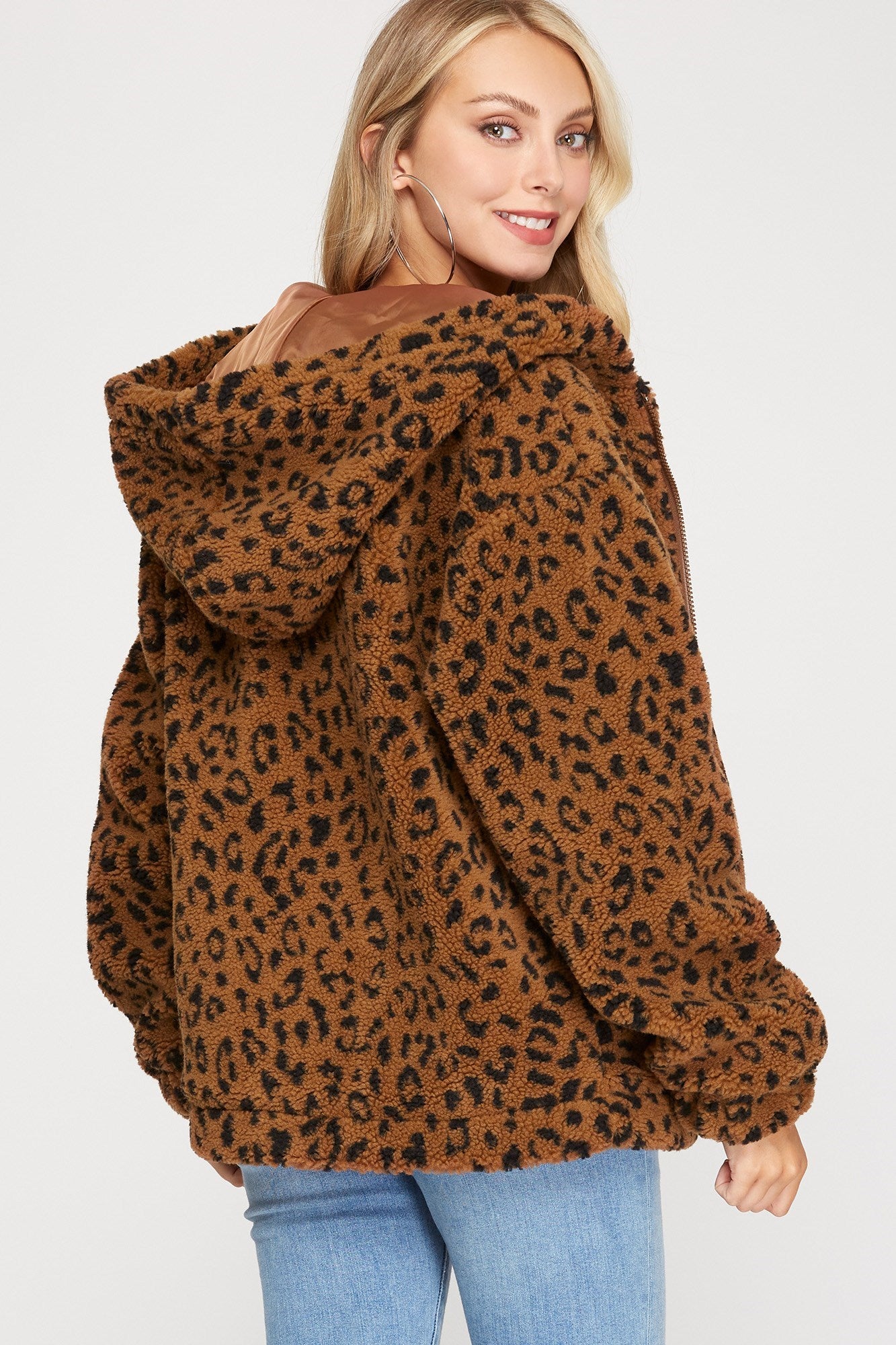 Leopard Print Teddy Hoodie