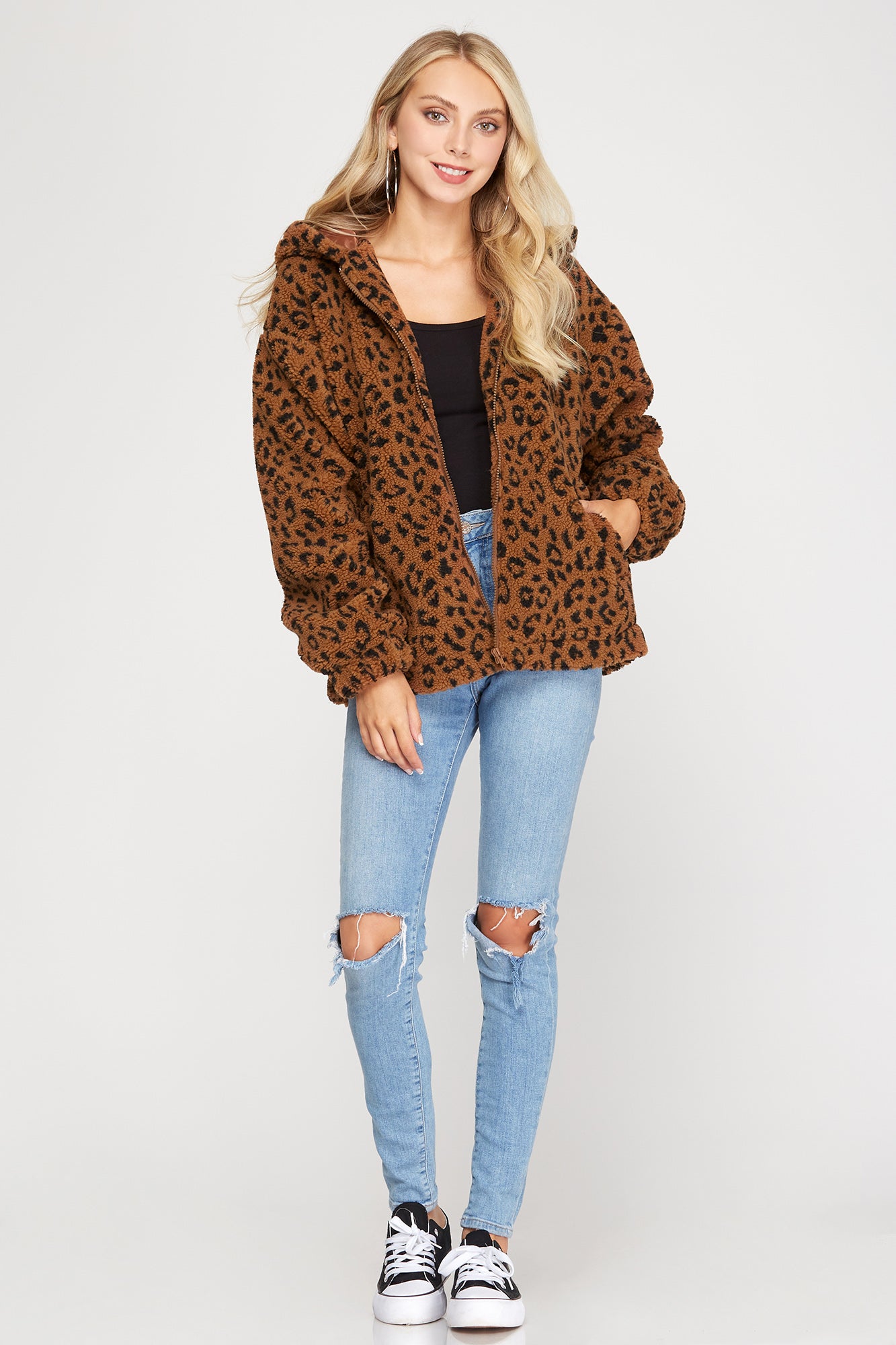 Leopard Print Teddy Hoodie