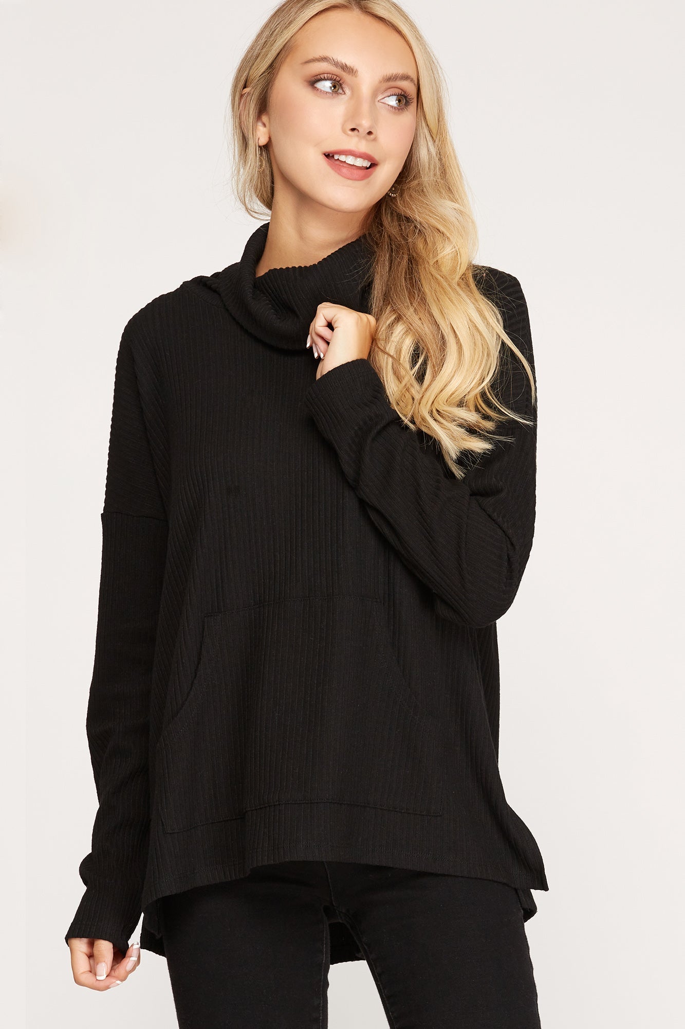 Cowl Neck Top - Black