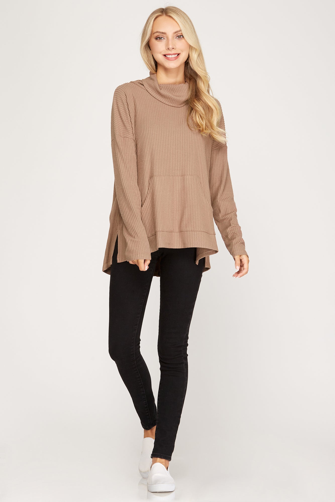 Cowl Neck Top - Mocha