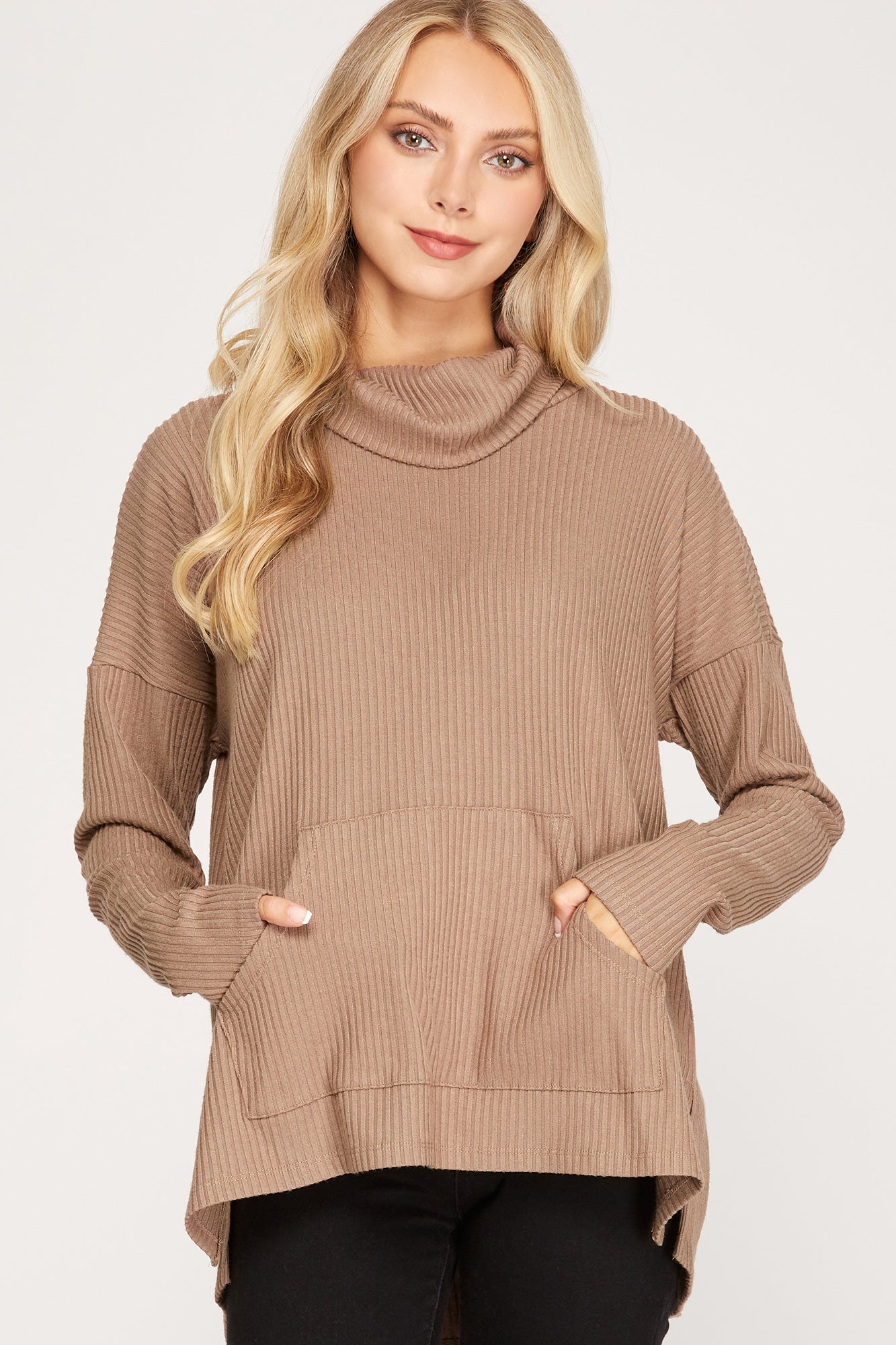 Cowl Neck Top - Mocha
